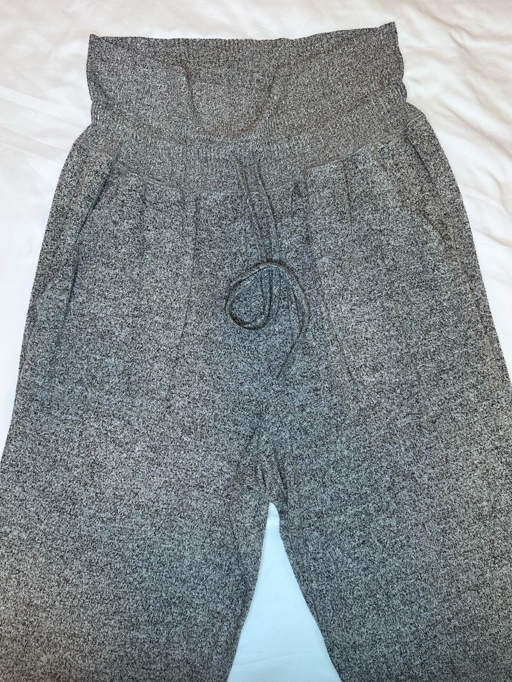 Aerie CozyUp Jogger Pants Women’s Large Gray Marled Knit High Rise Lounge